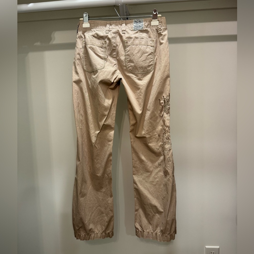 Lucky Brand Tan Embroidered Flare Pants - Picture 2 of 6
